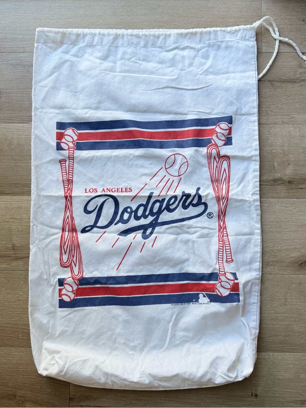 Vintage 1989 Los Angeles Dodgers Drawstring Storage Bag MLB Baseball USA Rare